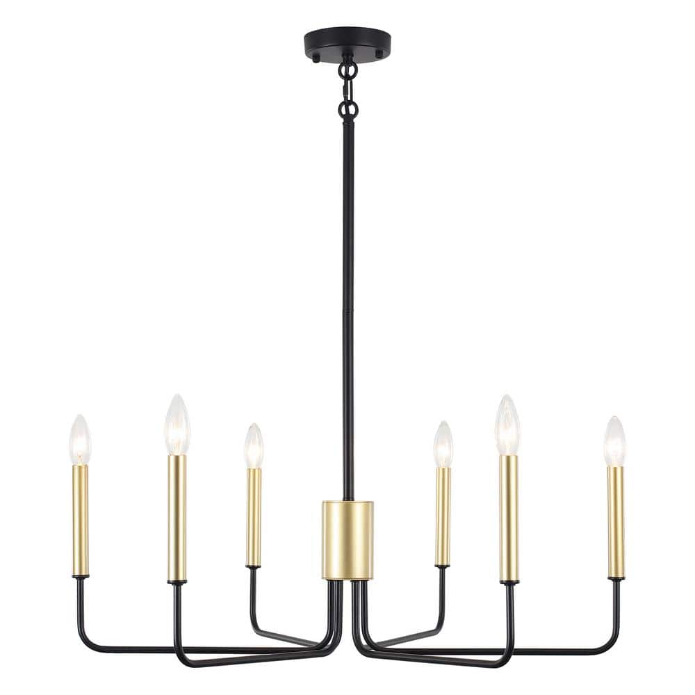 ZJVAIVE 6-Light Simplicity Matte Black/Golden Candle Style