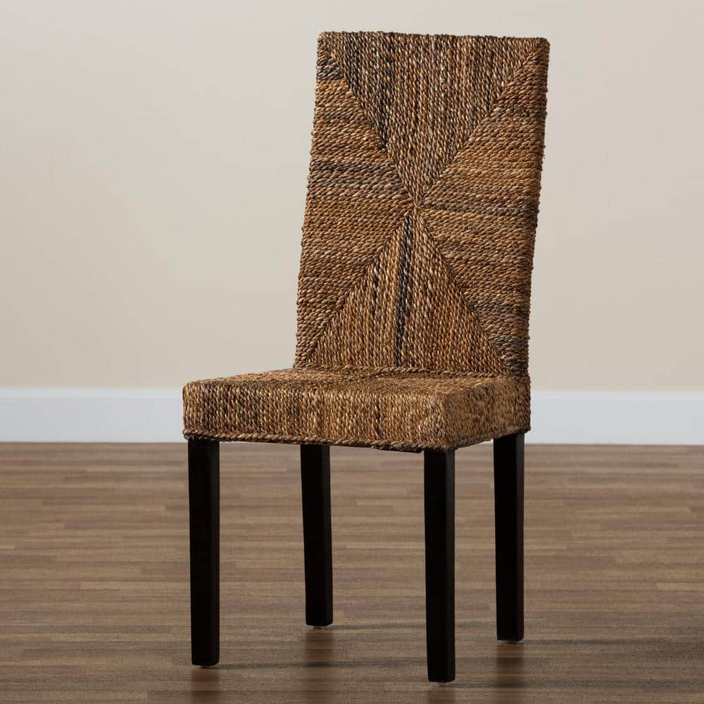 Laymi Bohemian Dark Brown Mahogany and Seagrass Side Chair
