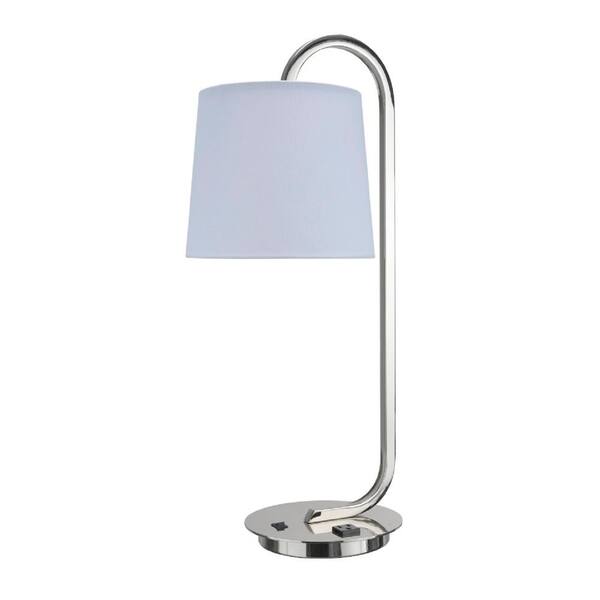 Aspen Creative Corporation 25-1/2 in. Polished Nickel Metal Desk Lamp with Linen Fabric Lamp Shade