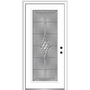 36 in. x 80 in. Grace Left-Hand Inswing Full-Lite Decorative Primed Fiberglass Prehung Front Door, 4-9/16 in. Frame