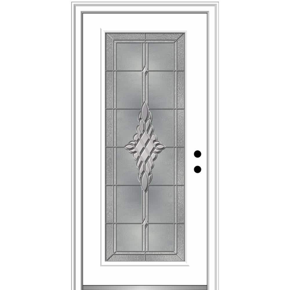 34 in. x 80 in. Grace Left-Hand Inswing Full-Lite Decorative Primed Steel Prehung Front Door, 4-9/16 in. Frame price history on PriceWatchPro
