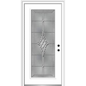34 in. x 80 in. Grace Left-Hand Inswing Full-Lite Decorative Primed Steel Prehung Front Door on 6-9/16 in. Frame
