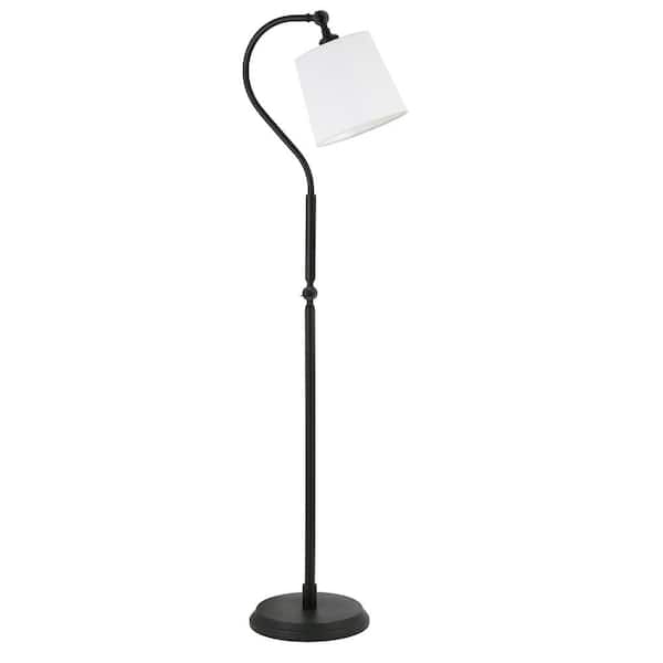 Meyer&Cross Harland 57 in. Blackened Bronze Arc Floor Lamp with Fabric Shade