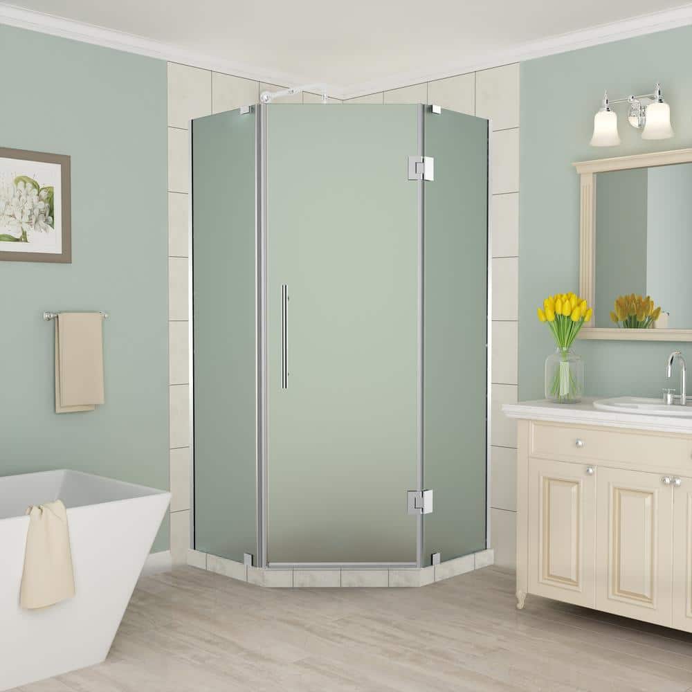 Merrick 36" x 72" Chrome Frameless Frosted Glass Shower Enclosure