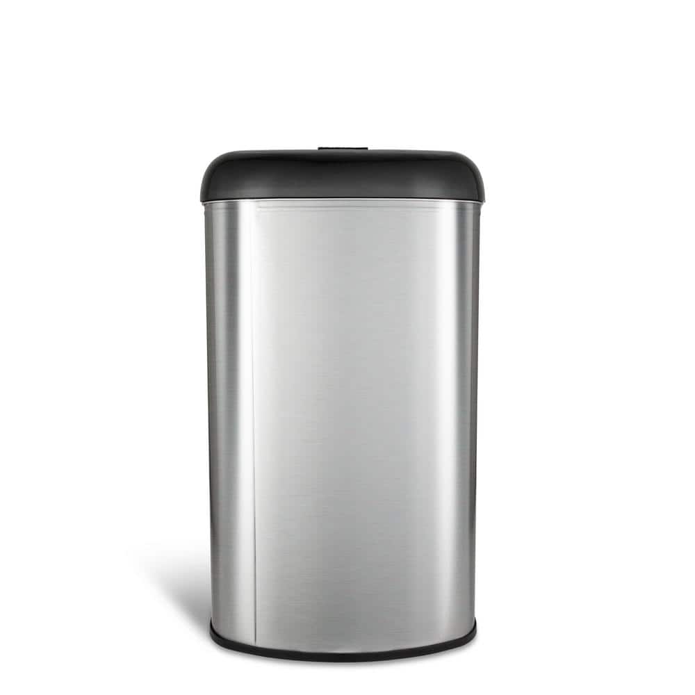 13.2-Gallon Black and Stainless Steel Touchless Trash Can