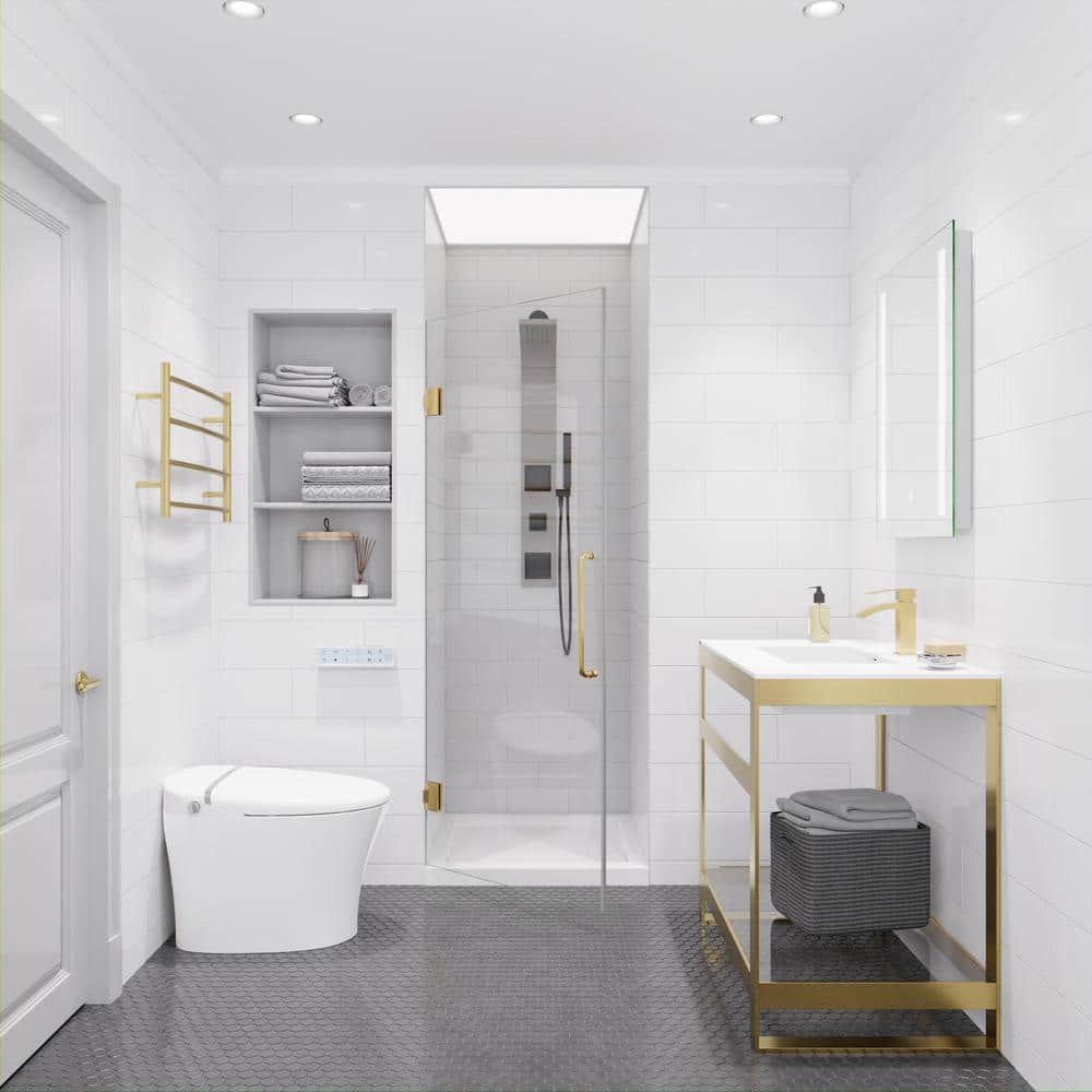 72" H x 24" W Frameless Shower Door with Brushed Gold Hardware