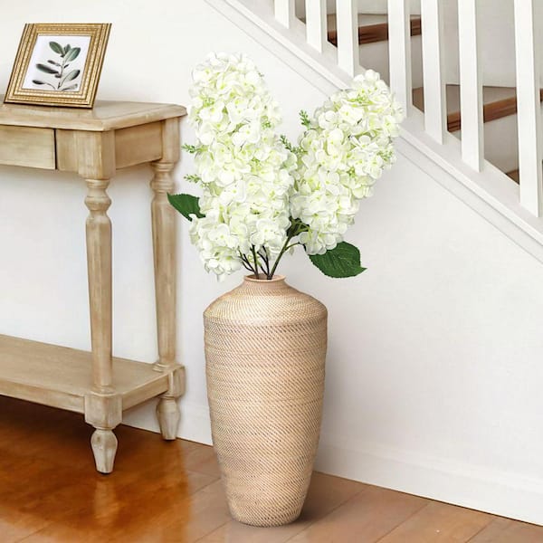 LIVING LUXURY 34 in. Deluxe Cream White Artificial Cone Hydrangea