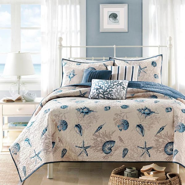 Madison Park Nantucket 6-Piece Blue King Reversible Coverlet Set
