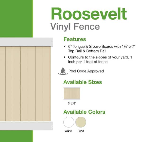 Barrette Outdoor Living Horizontal 6 ft. H x 8 ft. W Sand Vinyl Privacy Fence Panel (Unassembled)