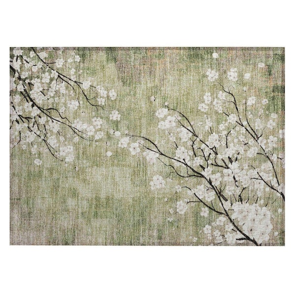 Chantille Machine Washable Indoor/Outdoor Abstract ACN2248 Aloe 1 ft. 8 in. x 2 ft. 6 in. Accent Rug
