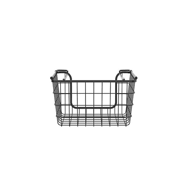 Stackable Metal Wire Storage Basket Set for Pantry, Kitchen or - Black (Set of BSL1828 - The Home Depot