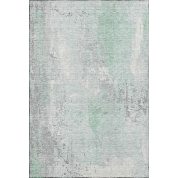 Mayfield Premium Machine Washable Abstract AMF1840 Mint 8 ft. x 10 ft. Area Rug