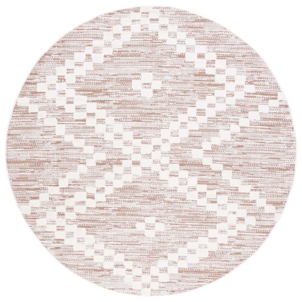 SAFAVIEH Alamo 7 ft. x 7 ft. Taupe/Ivory Diamond Chevron Round Area Rug