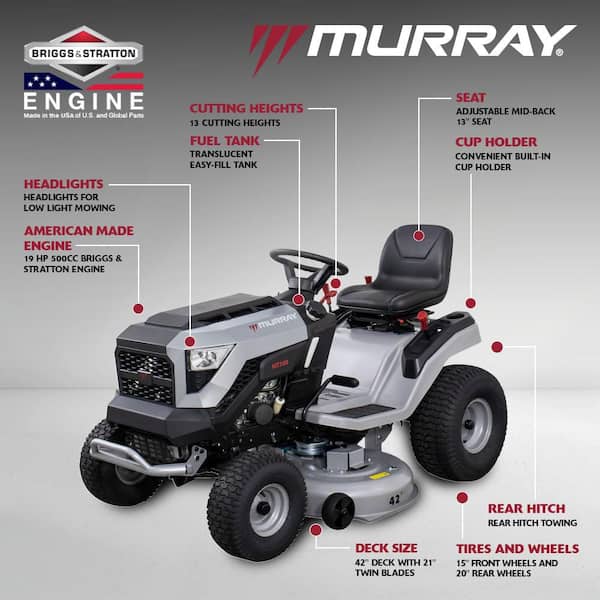 MT200 42 in. 19.0 HP 540cc EX1900 Series Briggs and Stratton Engine Automatic Gas Riding Lawn Tractor Mower