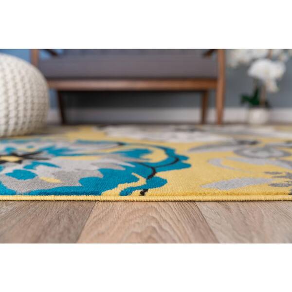 Modern Floral Area Rugs 2' x 3' Yellow Modern Floral Area Rugs 2' x 3' Yellow
