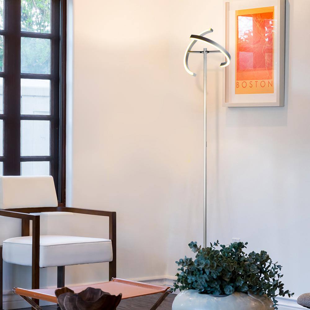 Halo Split Adjustable 72" Silver LED Torchiere Floor Lamp for Kids