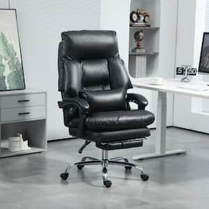 Executive Office Chair, High Back PU Leather Swivel Desk Chair with Foot Rest, Thick Padded in Black