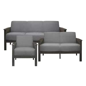 Copley 71.5 in. W. Straight Arm Textured Fabric Rectangle 3-Piece Living Room Sofa Set in Gray