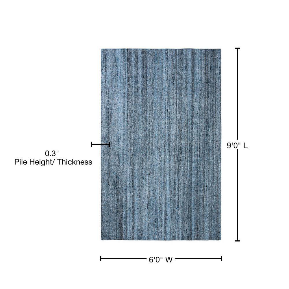 Gray Abstract Hand-Tufted Wool and Viscose Area Rug, 6' x 9'