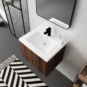 18.10 in. W x 23.60 in. D x 19.30 x in. H Single Sink Floating Bath Vanity in white with white Wood Top