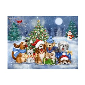 Unframed MAKIKO 'Christmas Cheerful Dogs' Canvas Art - Home Photography Wall Art 14 in. x 19 in.