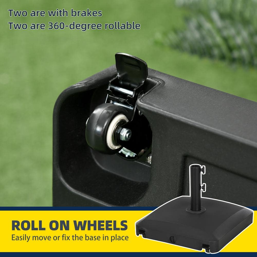 Black Metal Wheeled Patio Umbrella Base Stand