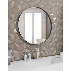 31.5 in. W x 31.5 in. H Round Metal Framed Wall Bathroom Vanity Mirror in Black