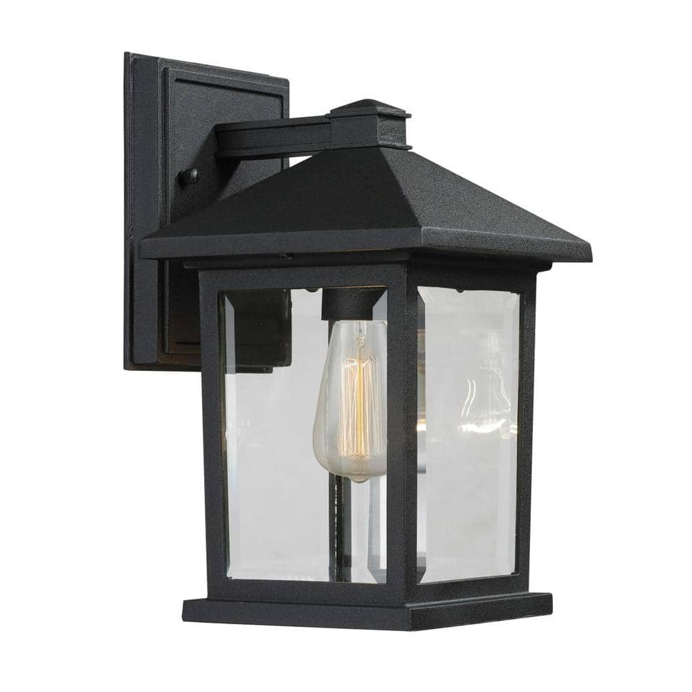 Portland Black Outdoor Hardwired Lantern Wall Sconce with No Bulbs ...