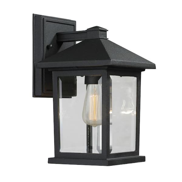 Unbranded Portland Black Outdoor Hardwired Lantern Wall Sconce with No Bulbs Included