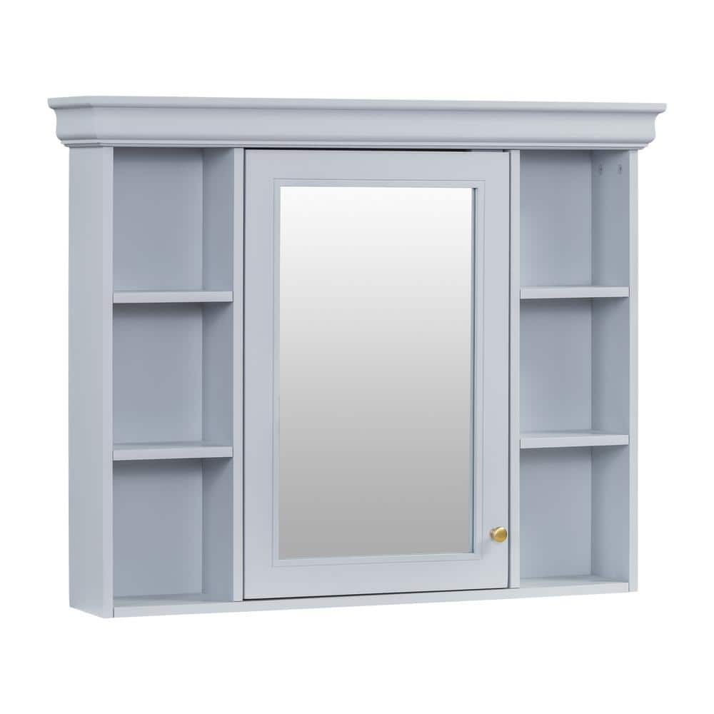 36 in. W x 29 in. H Rectangular Wood Medicine Cabinet with Mirror in ...