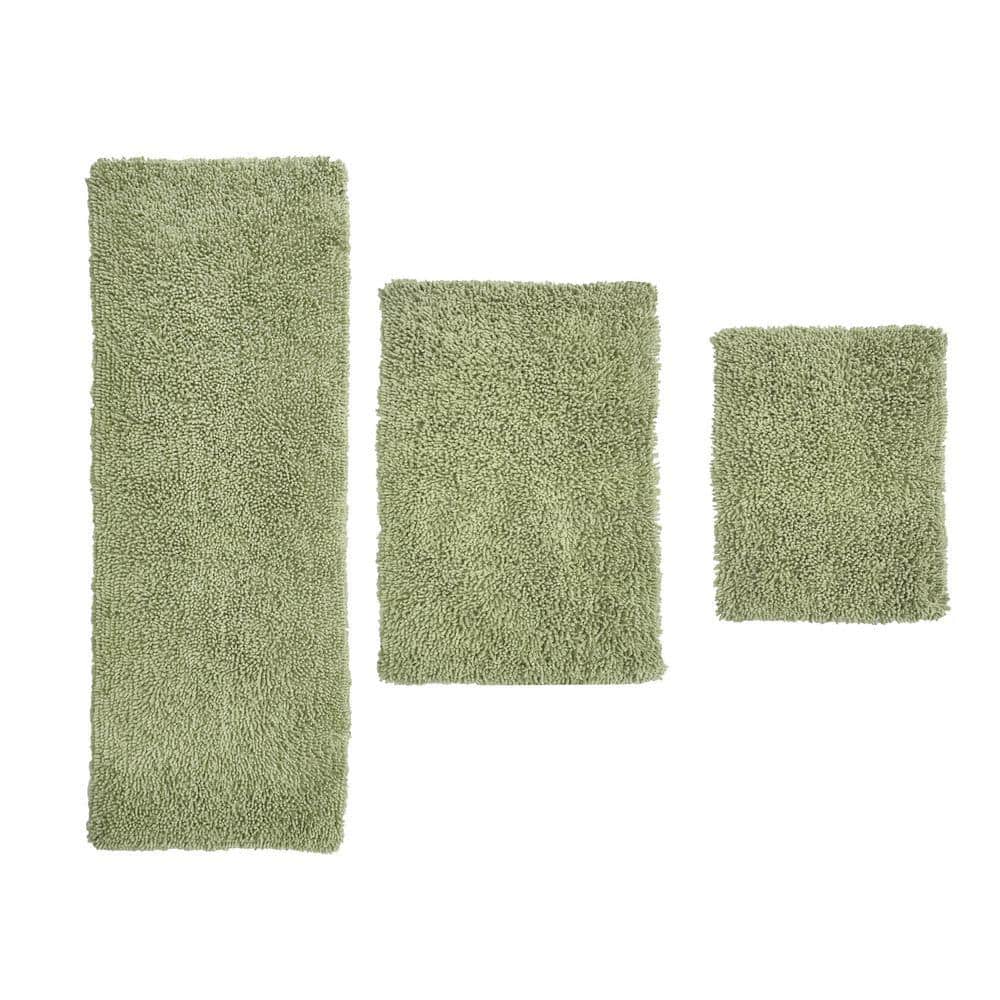 Fantasia Bath Rug 100% Cotton Bath Rugs Set, 3-Pcs Set with Runner, Sage