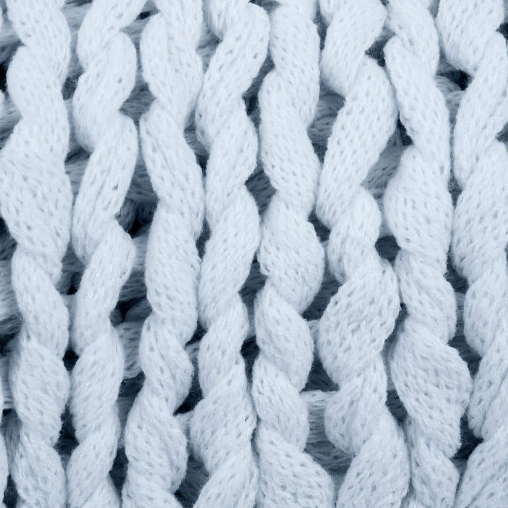 Light Blue Chunky Knit Acrylic Throw Blanket
