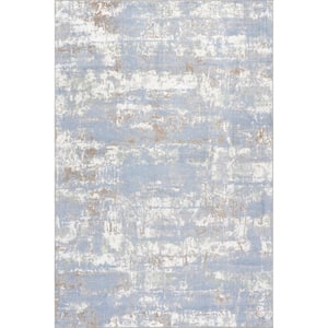 Aaliyah Blue 10 ft. x 14 ft. Casual Abstract Machine Washable Area Rug