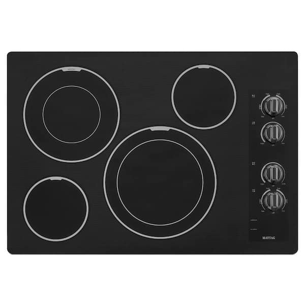 Maytag 30 in. Ceramic Glass Electric Cooktop in Black with 4 Elements including Dual Choice Elements