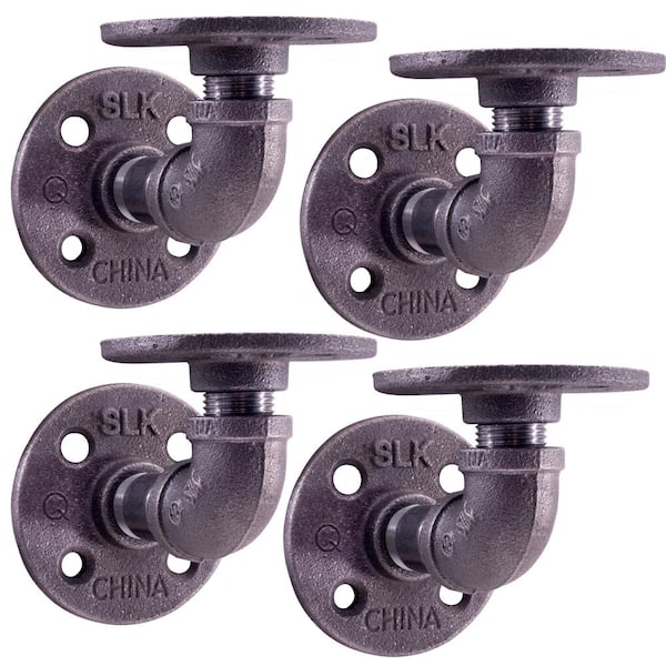 3.75 in. L Malleable Iron Wall Mounted L-Shaped Shelving Brackets in Industrial Steel Grey (4-Pack)