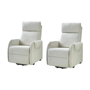 Emilia Ivory Modern Lift Assist Power Recliner with Wired Remote Control Set of 2