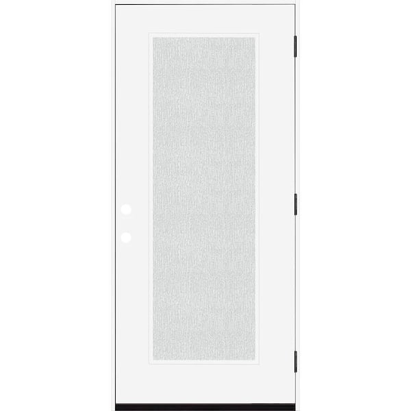 Steves & Sons Legacy 36 in. x 80 in. Full Lite Rain Glass LHOS Primed Kindling Finish Fiberglass Prehung Front Door