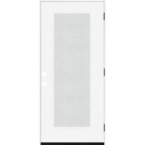 Legacy 36 in. x 80 in. Full Lite Rain Glass LHOS Primed White Finish Fiberglass Prehung Front Door