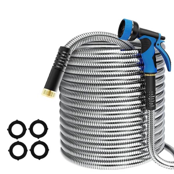 Lightweight Flexible Garden Hose 1.5x30 FT Light Duty Non-Slip Handles Non-Kink Solid Brass Fitting GreenBlack
