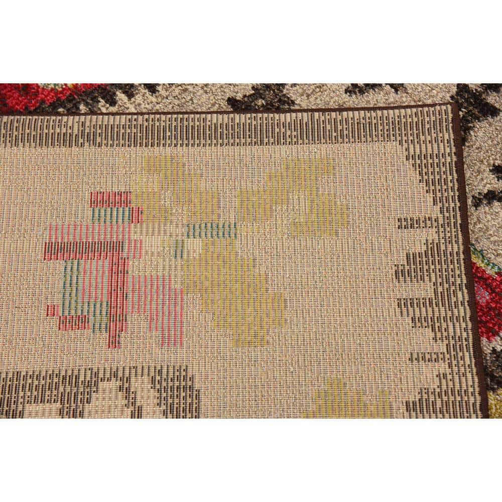 Sedona Red Geometric 9' x 12' Easy-Care Synthetic Area Rug