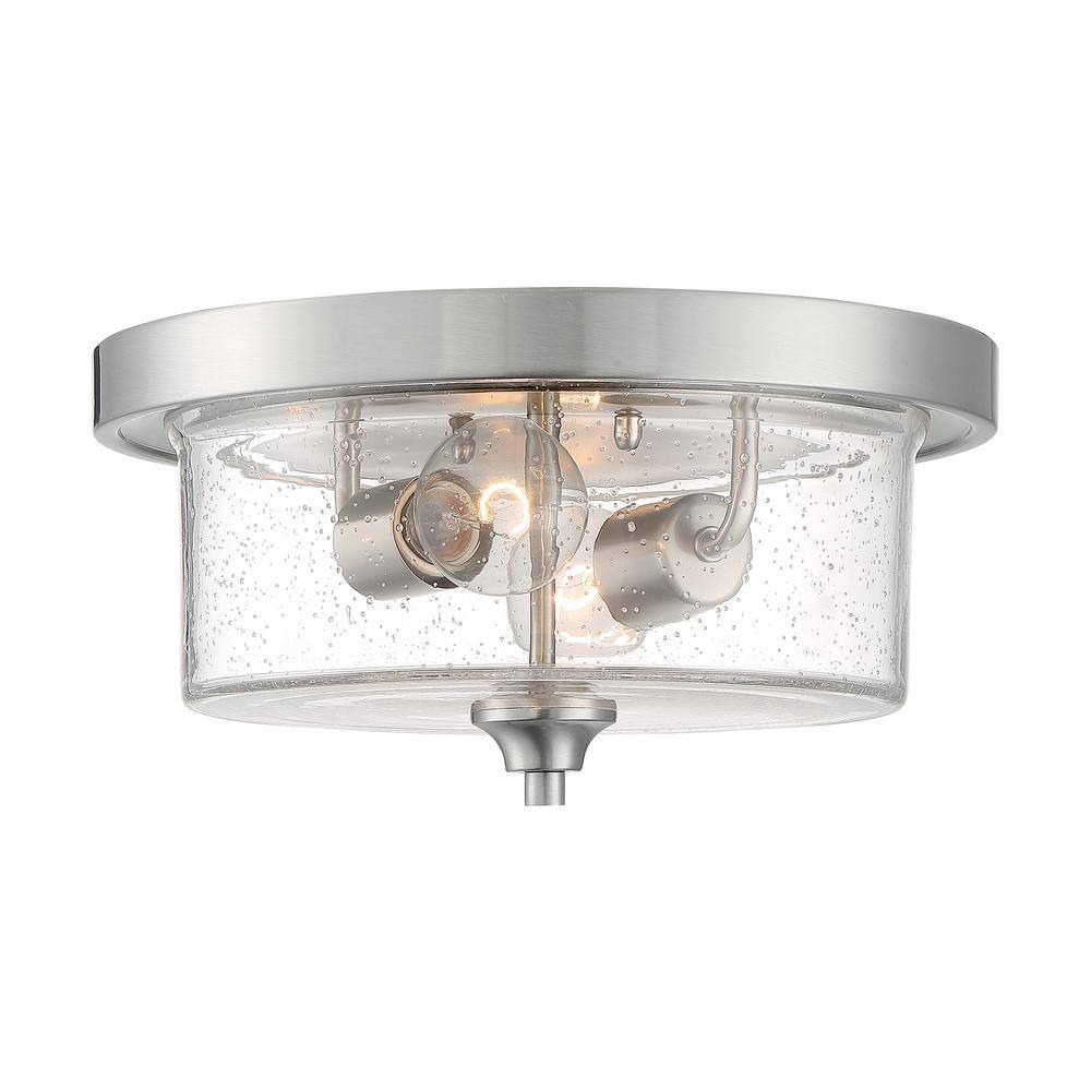 Bransel 13" Brushed Nickel Glass Flush Mount Light