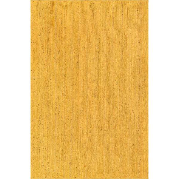 Unique Loom Braided Jute Dhaka Yellow 6' 1 x 9' 0 Area Rug