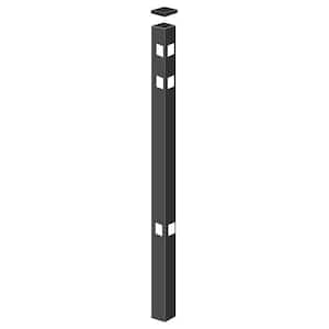 Natural Reflections/Brilliance 2 in. x 2 in. x 5-7/8 ft. Black Standard-Duty Aluminum Fence Corner Post