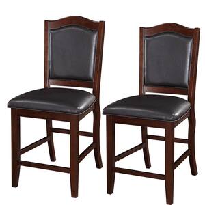 Espresso Brown and Black Wooden Armless High Chair (Set of 2)