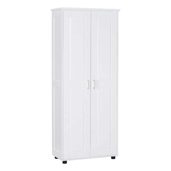 grossag 29.3 in. W x 14.6 in. D x 71.3 in. H White Freestanding Linen Cabinet with 2 Doors and Adjustable Shelf