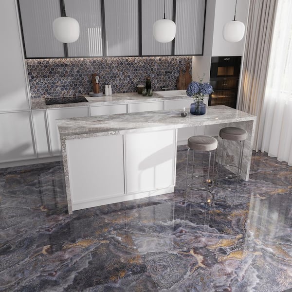 Splendor Blue 23.7 in. x 47.25 in. Polished Porcelain Rectangular Wall and Floor Tile (13 Cases/202.15 sq. ft./Pallet)
