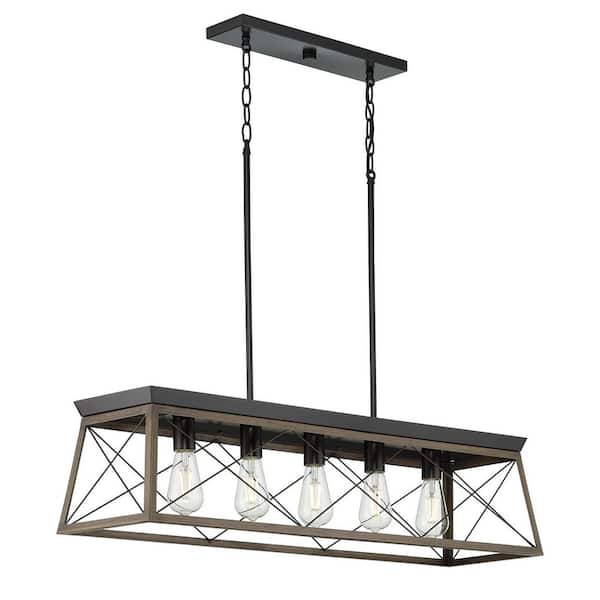 Briarwood Collection 5-Light Antique Bronze Farmhouse Linear Island Chandelier Light
