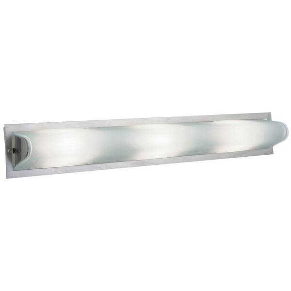 PLC Lighting 3-Light Satin Nickel Bath Vanity Light with Acid Frost Glass