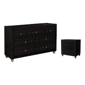 Nealyn Black 2-Drawer 26.38 in. Nightstand and Dresser