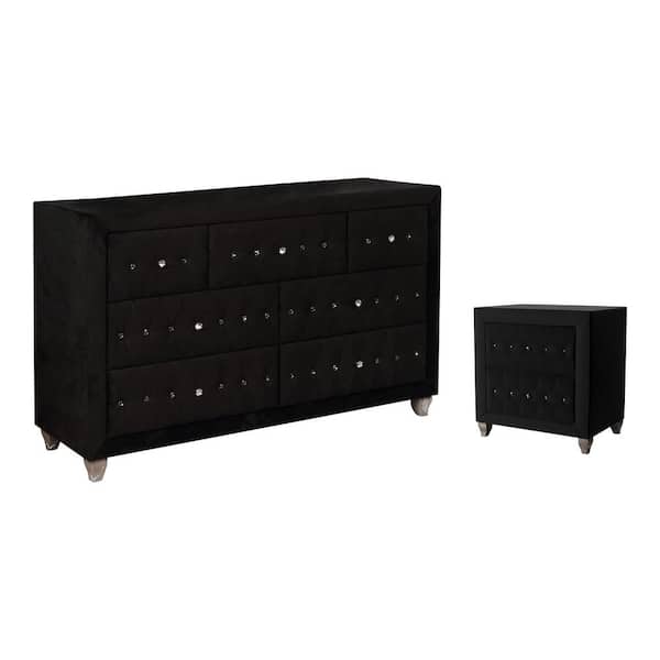Furniture of America Nealyn Black 2-Drawer 26.38 in. Nightstand and Dresser